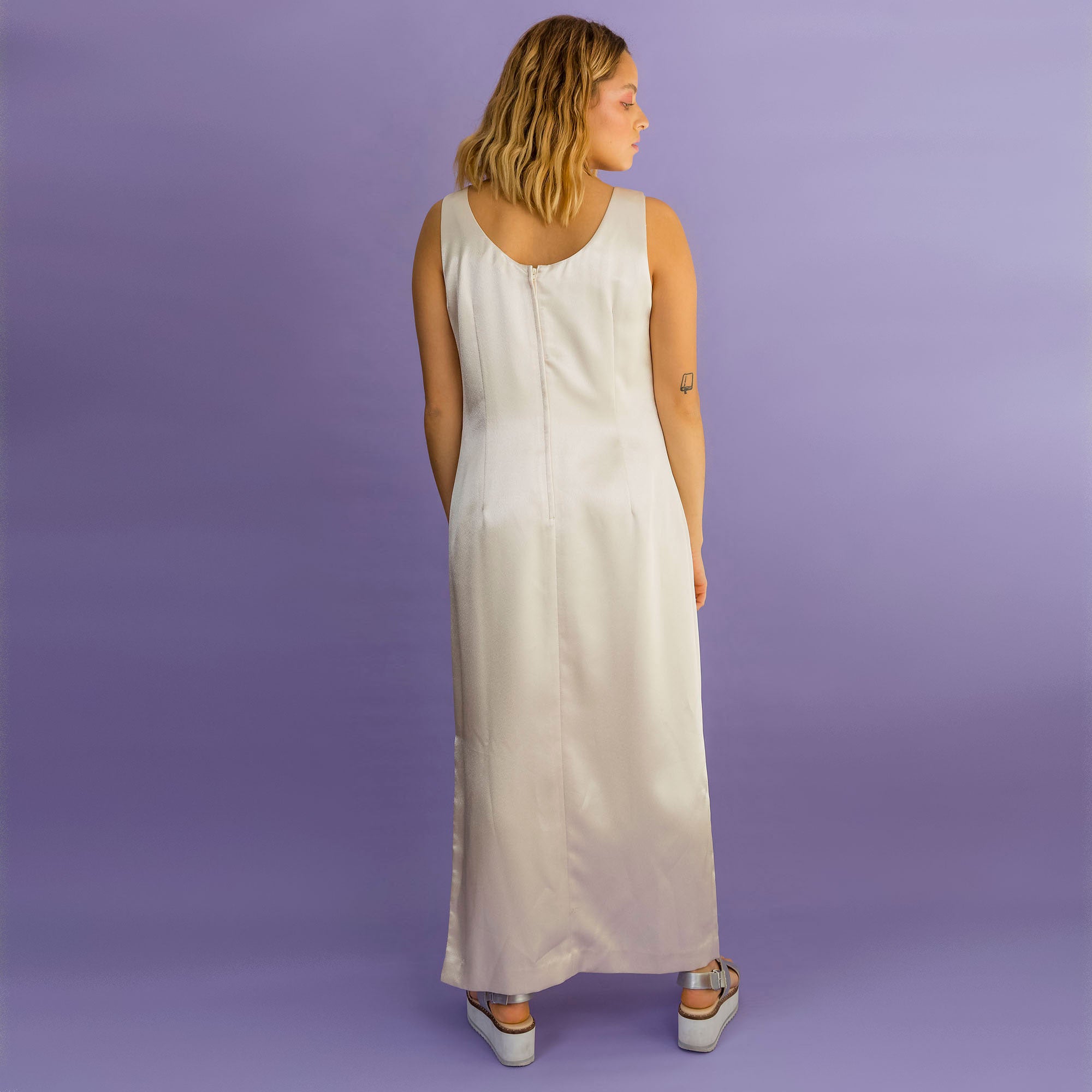 White Gold Satin Dress