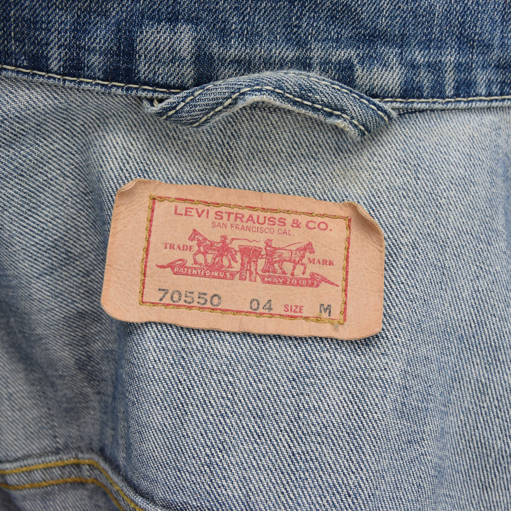 Vintage Levi 70550 Stonewash Blue Denim Trucker Type 3 Jacket M label