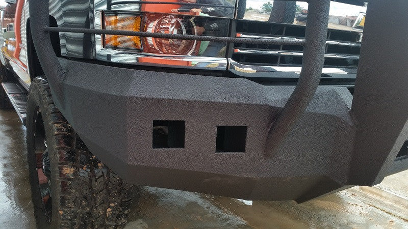 2015-2019 Chevrolet 2500/3500 Front Base Bumper With Sensor Holes - Iron Bull Bumpers - FRONT IRON BUMPER - Metal bumper for heavy duty trucks Perfect for CITY/OFF-ROAD applications with Light Buckets and Winch Mount included