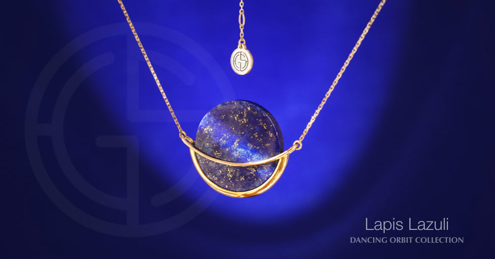 Lapis Lazuli gemstone in Dancing Orbit necklace by Gems In Style Jewellery