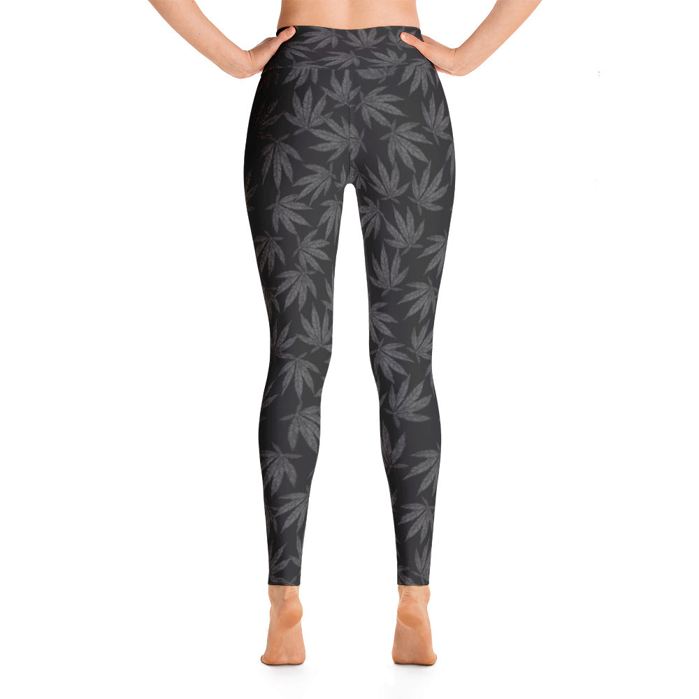 Grey Falling Leaves - Yoga Leggings - ilovemaryjane