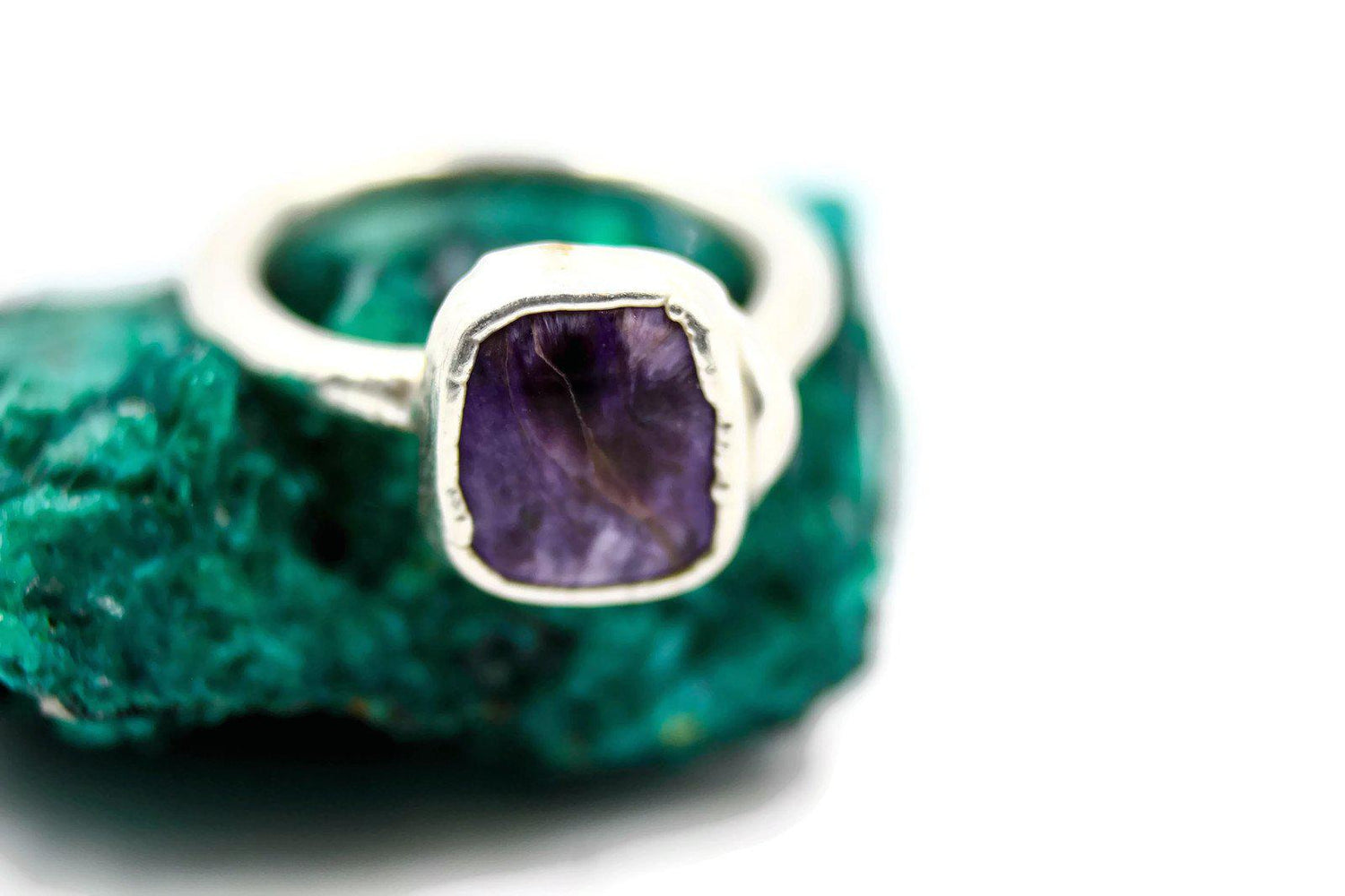 Charoite, Fine Silver, Electroformed, Solitaire