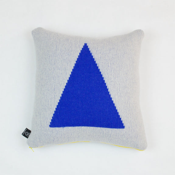 Blue Triangle Cushion with Yellow Zip by Giannina Capitani