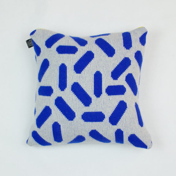 Tic-Tac Cushion in Grey and Blue by Giannina Capitani