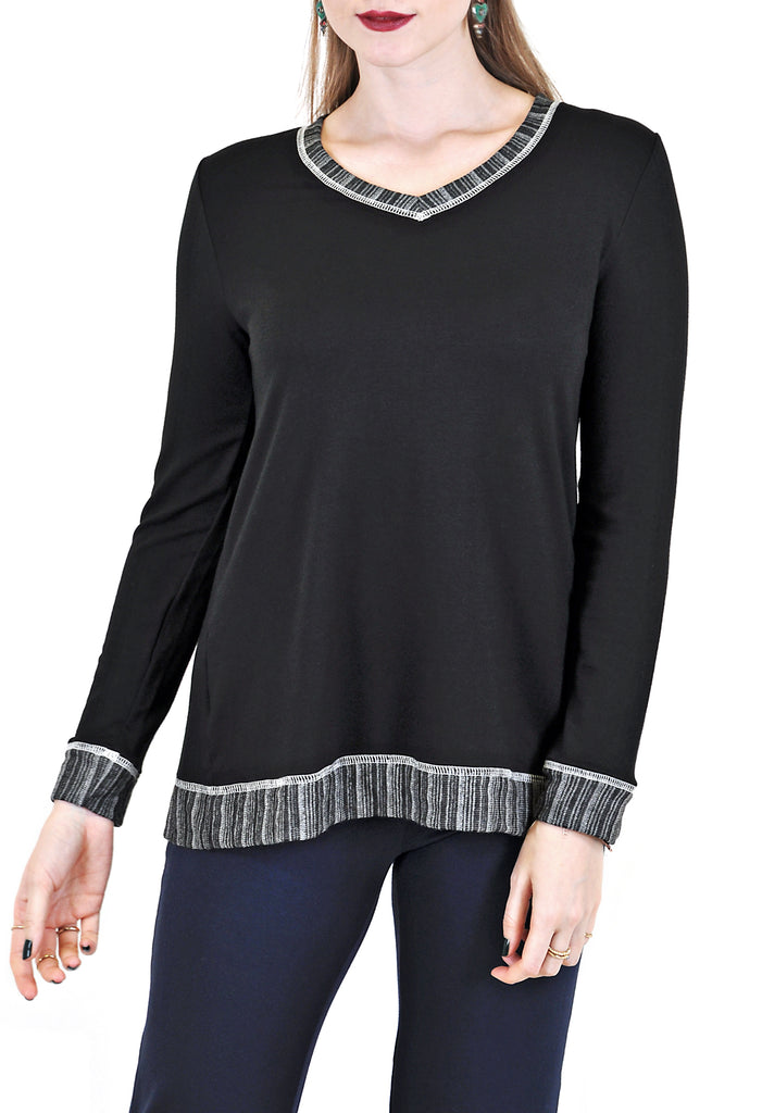 LONG SLEEVE V-NECK ASYMETRICAL BACK DESIGN