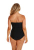Plain Black Twist Front One Piece Swimsuit