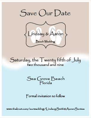 Beach Flip Flops for 2 Save the Date Cards