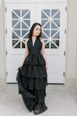 Clara Linen Ruffle Midi Dress