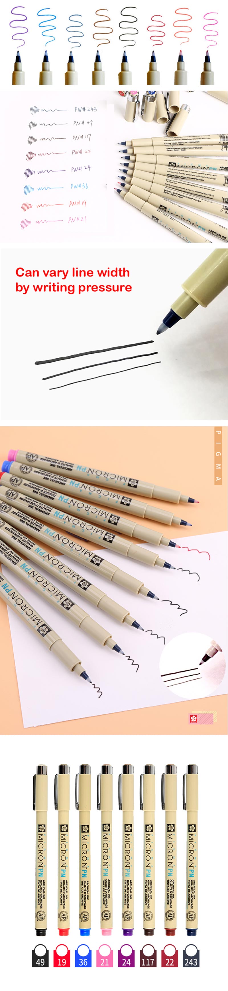 Sakura Pigma Micron PN Ink Pen - Pens Color Test