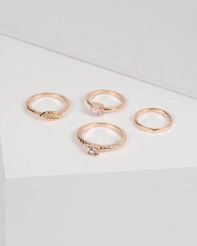 Gold Diamante Ring Pack - Medium/Large