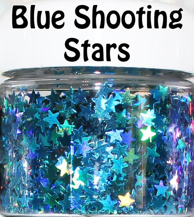 Blue Shooting Stars Body Glitter GlitterLambs.com Chunky Holographic Body Glitter