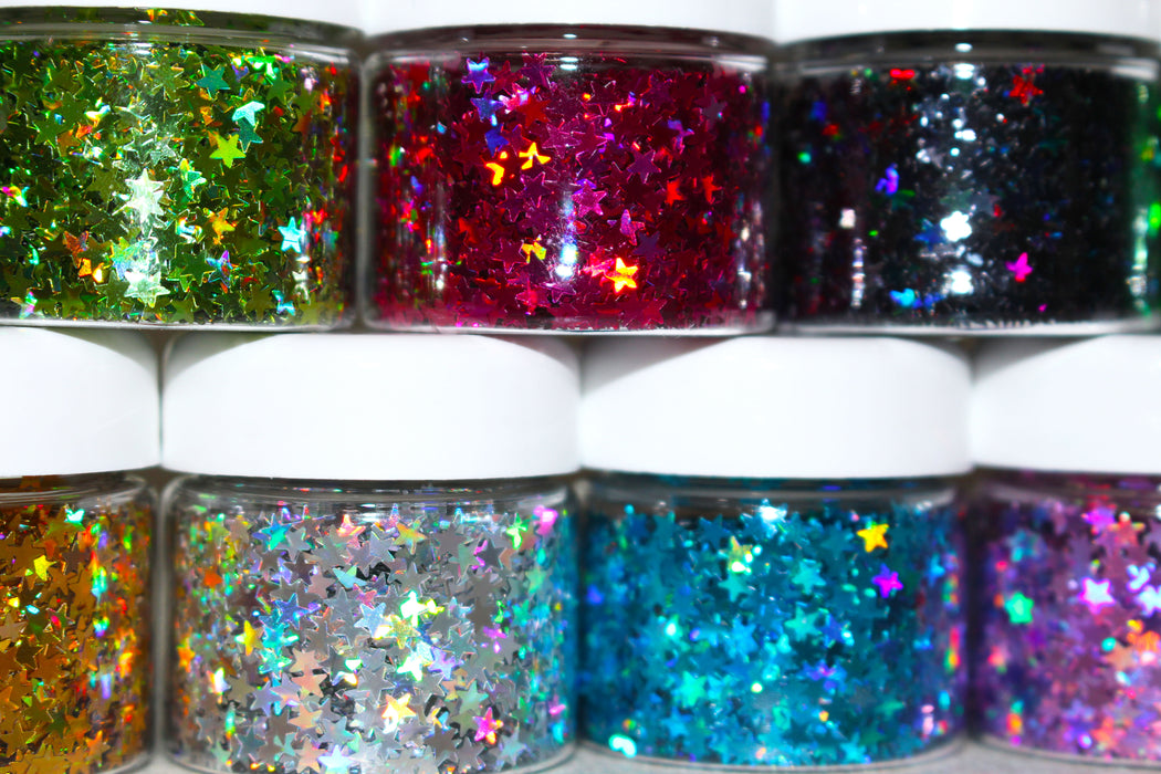 Glitter Lambs "Holographic Shooting Stars Collection" Face, Skin & Hair Glitter Pots