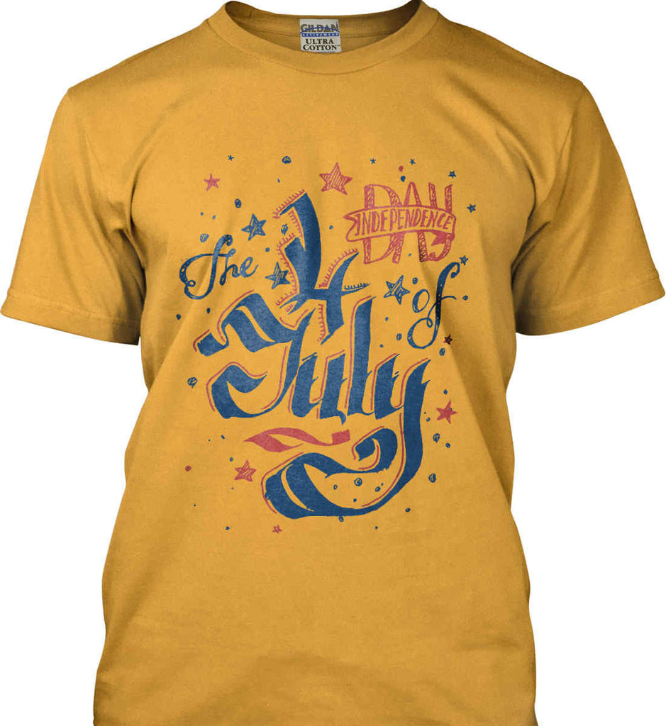 The 4th of July. Ribbon Script. Gildan Ultra Cotton T-Shirt.-6