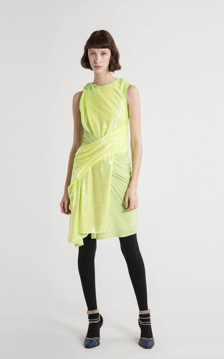 Quincy Neon Sequin Wrapped Dress