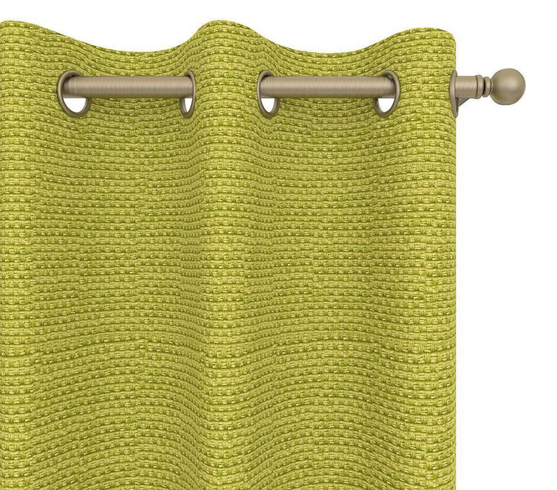 Pair of Rochelle Over Sized 1/4 Inch Repeat Textured Basket Weave Curtain Panels with FREE Curtain Rod