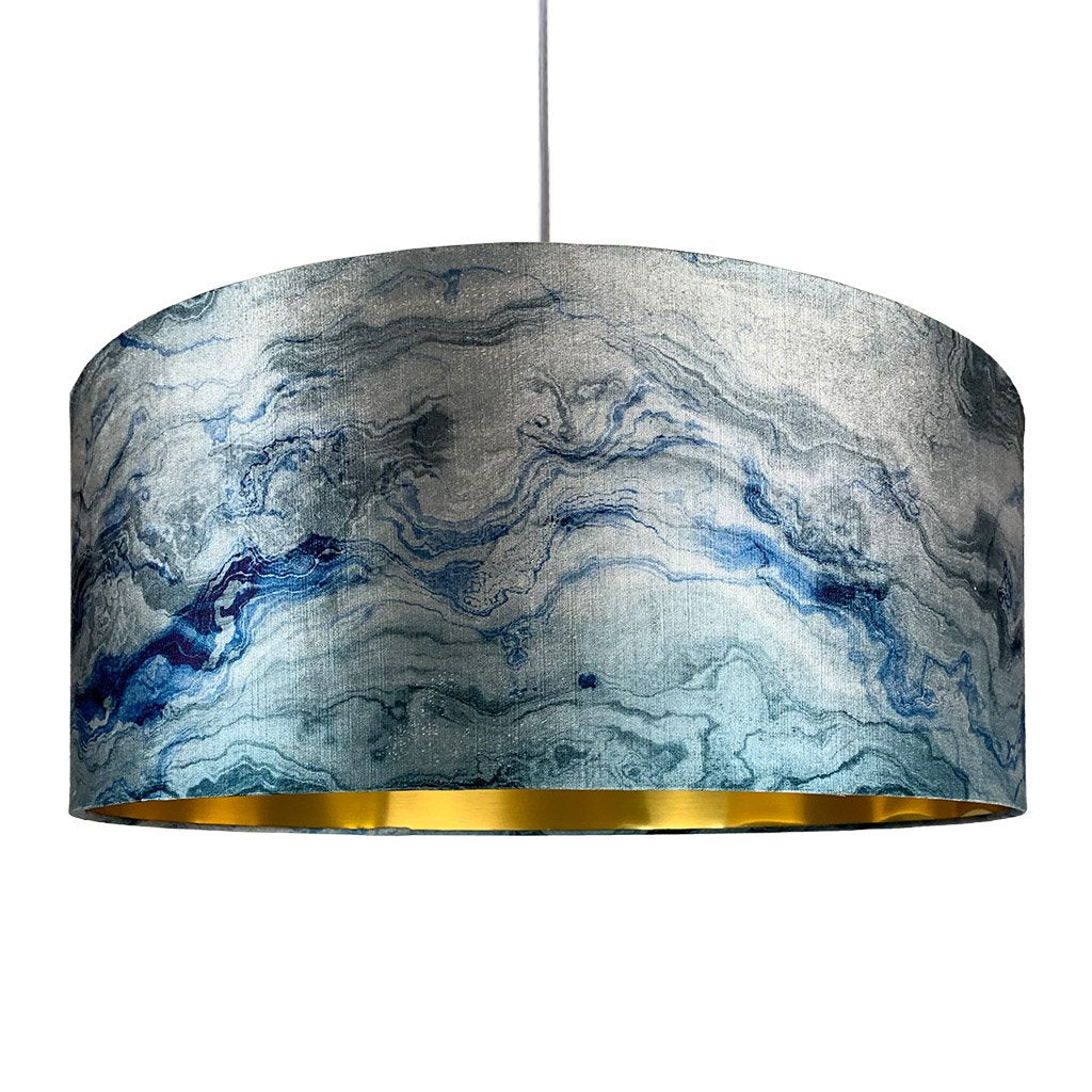 Rocke Azure Carrara Marble Effect Drum Electrified Pendant