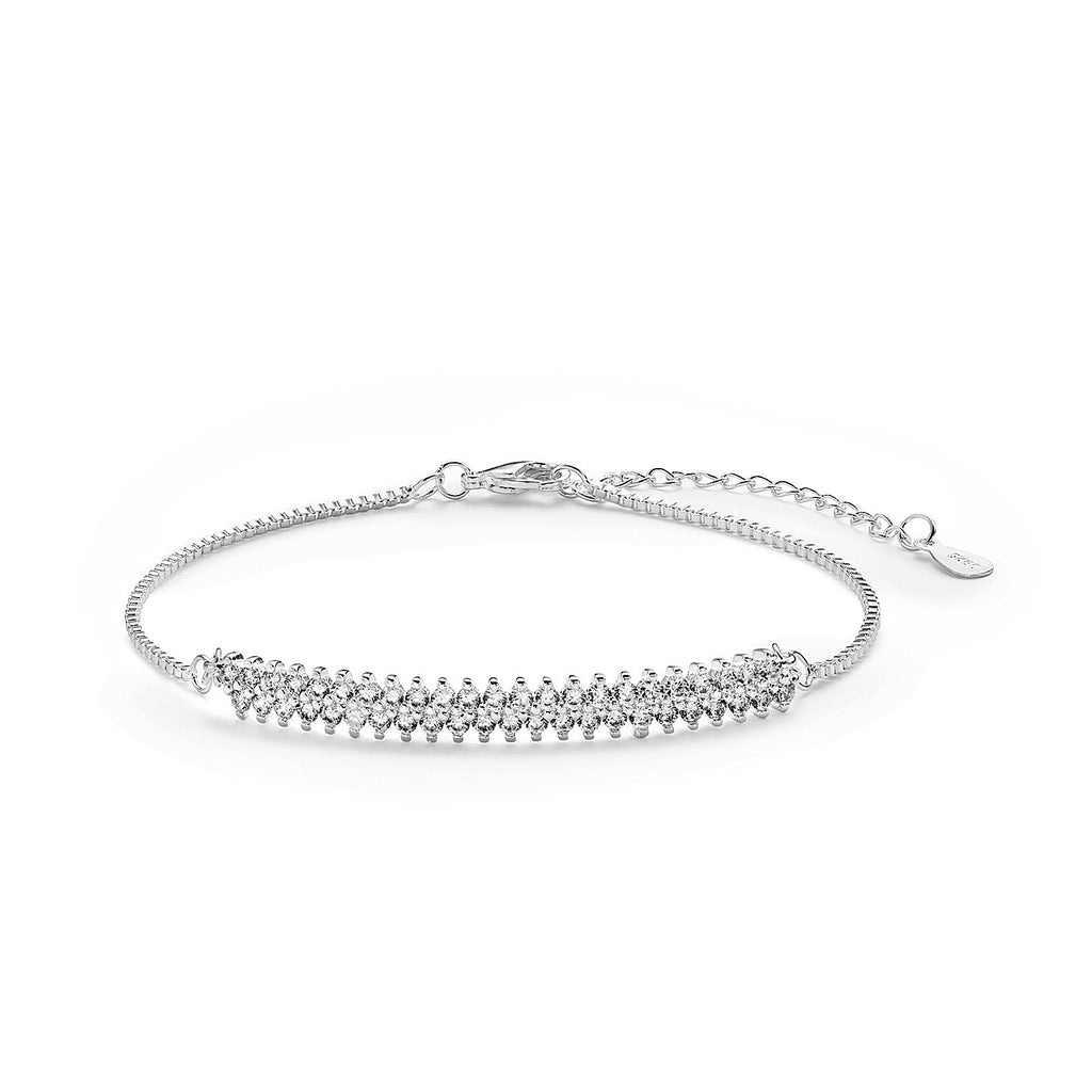 Natalie, Silver-Plated, 1.4 Ctw Double-Shoulder Bracelet