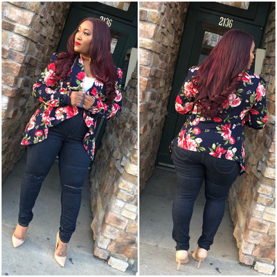 Navy Blossom Blazer