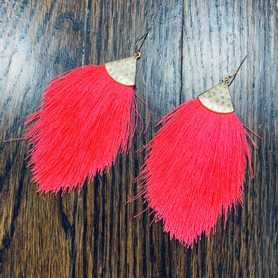 Coral Peacock Earrings