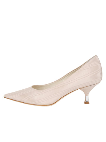 Womens Buff Moire Noris Pointed Toe Kitten Heel 7
