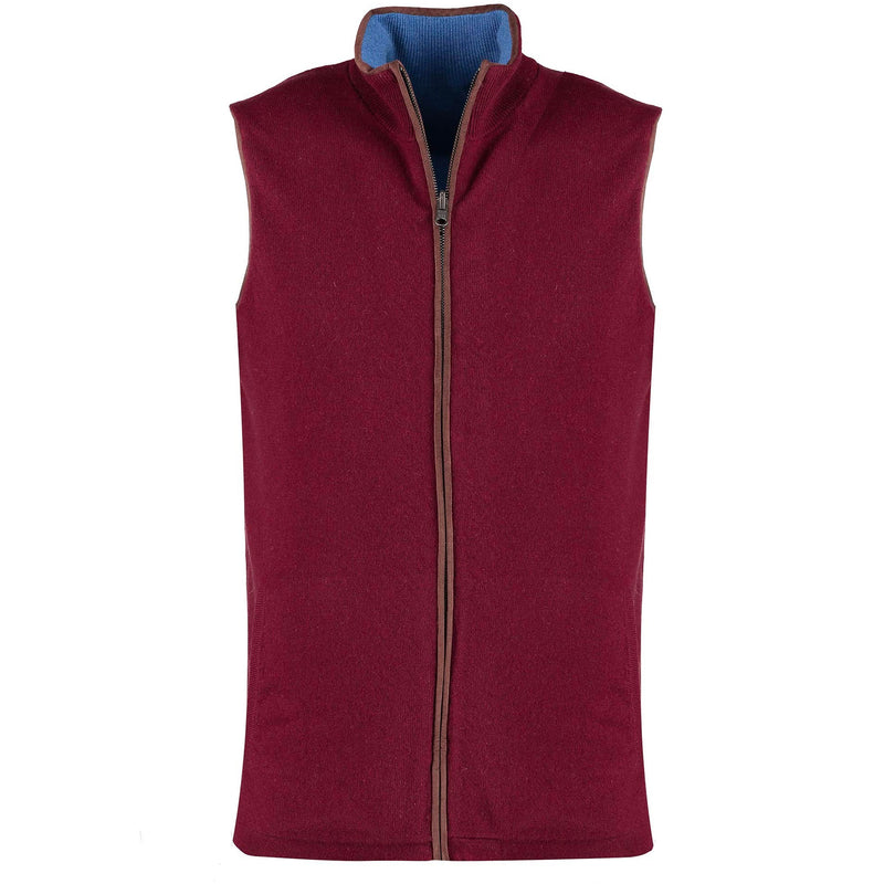 Reversible Gilet - Claret / Denim Claret side front