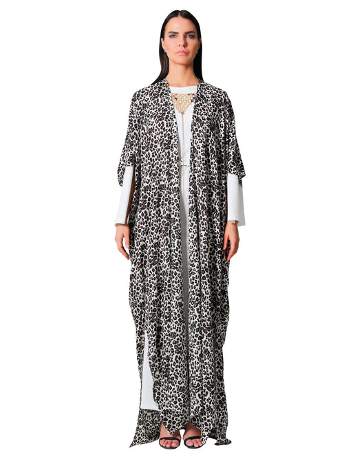 Black & White Leopard Print Kaftan