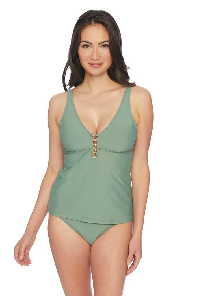 Solids Tankini Top with Beaded Detail