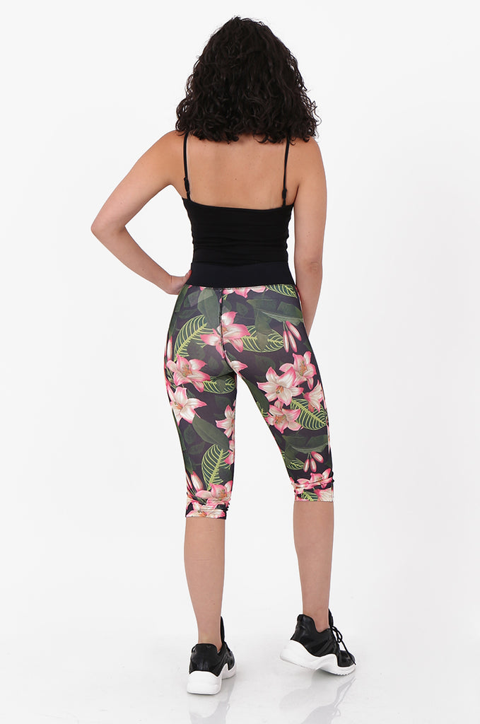 SFH2640-BLACK FLORAL PRINT ACTIVE LEGGINGS view 3