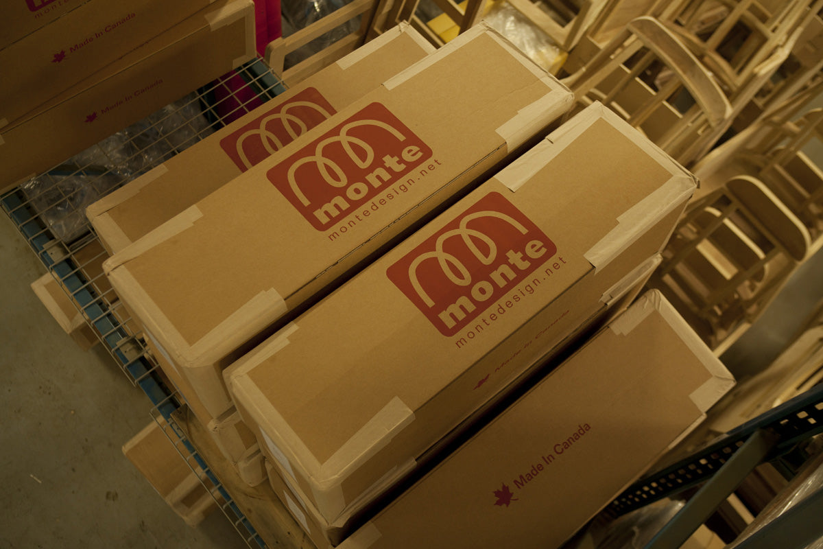 Shipping boxes are made in Canada from over 95% recycled materials