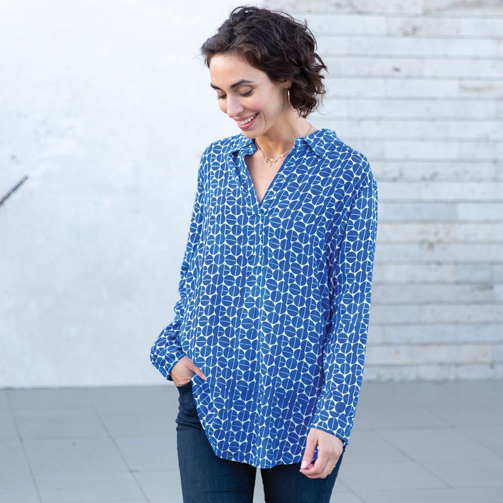 Aria Blue And White Pippa Collared Tunic