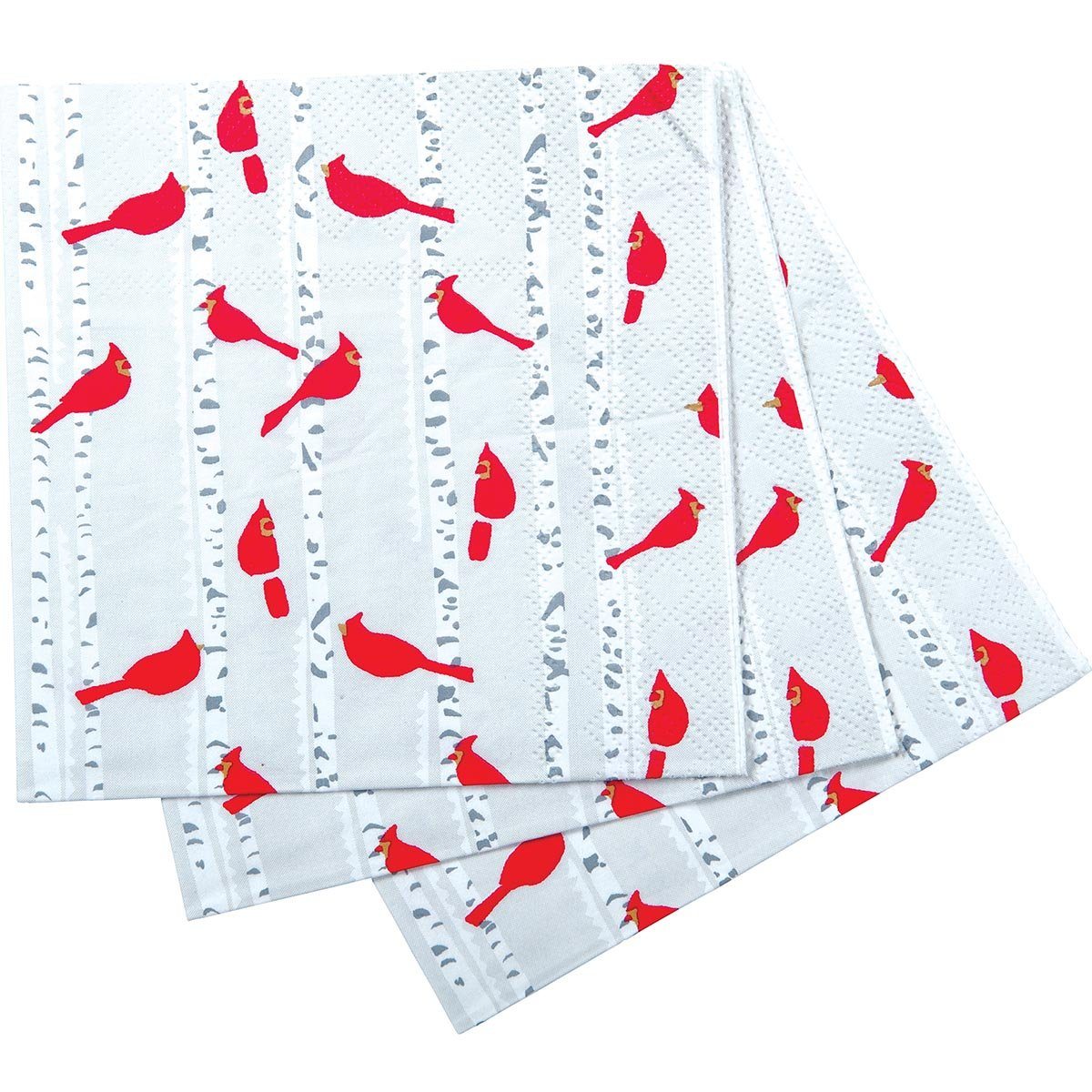 Cardinals on Birch Trees Printed Paper Cocktail Napkin - rockflowerpaper LLC