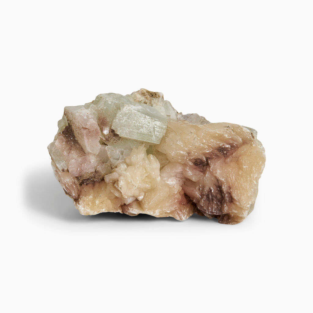 Apophyllite with Stilbite Crystal on Chalcedony Mineral Base 10060