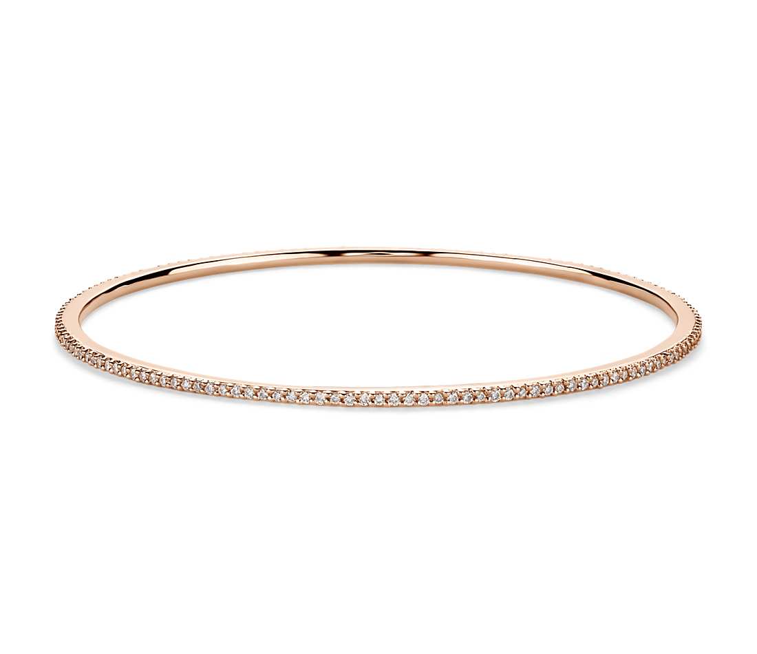 Diamond Bracelet - Stackable Bangle 14k Rose Gold (1.25 ct tw)