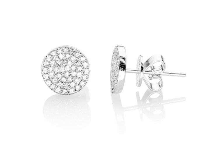 Diamond Disc Stud Earring