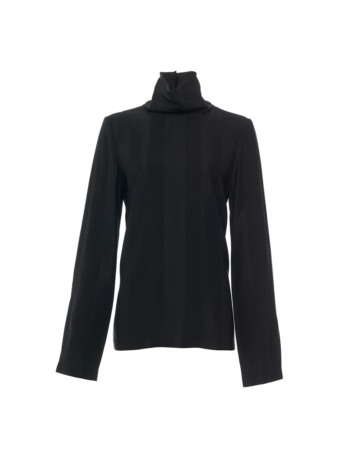 STRIPED FUNNEL NECK TOP, BLACK<br> PRE-ORDER