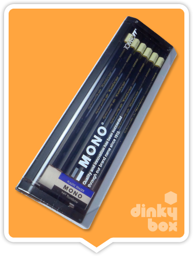 Tombow Graphite Pencils : 12x (yes, twelve) high quality non-braking 6B pencils and a Mono Eraser all in a lovely presentation case - moosedinky