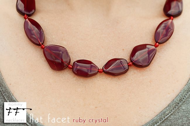 Flat Facet Strand - Ruby Crystal