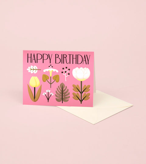 VINTAGE FLOWERS BIRTHDAY CARD