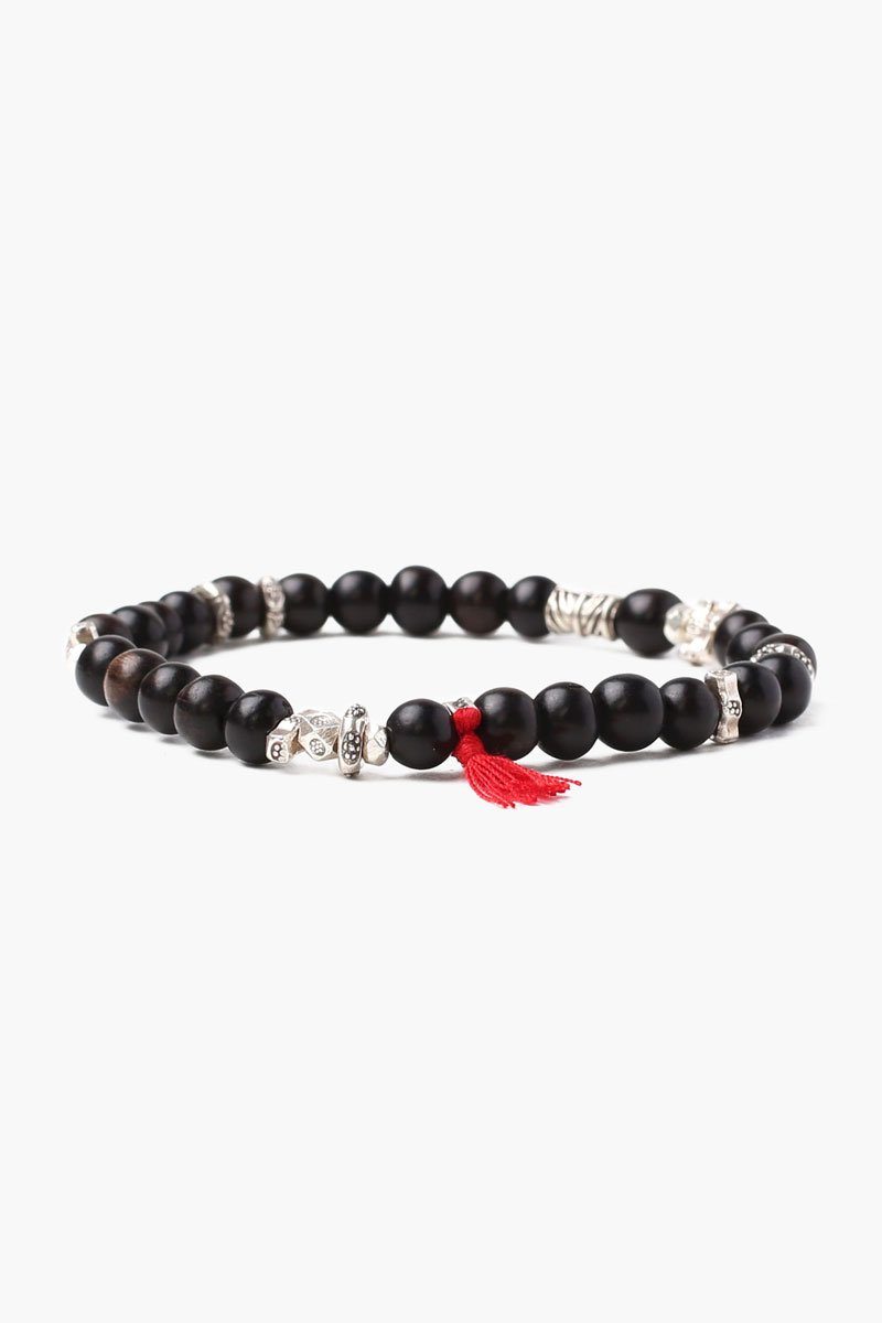 Black Wood Stretch Bracelet With Tassel Black Wood Stretch Bracelet With Tassel