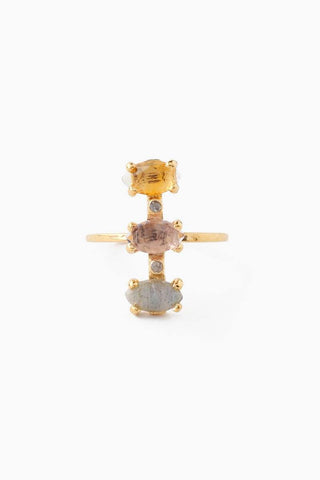 Labradorite Champagne Diamond Ring