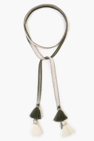 Harbor Mist Sequin and Metallic Tassel Necktie