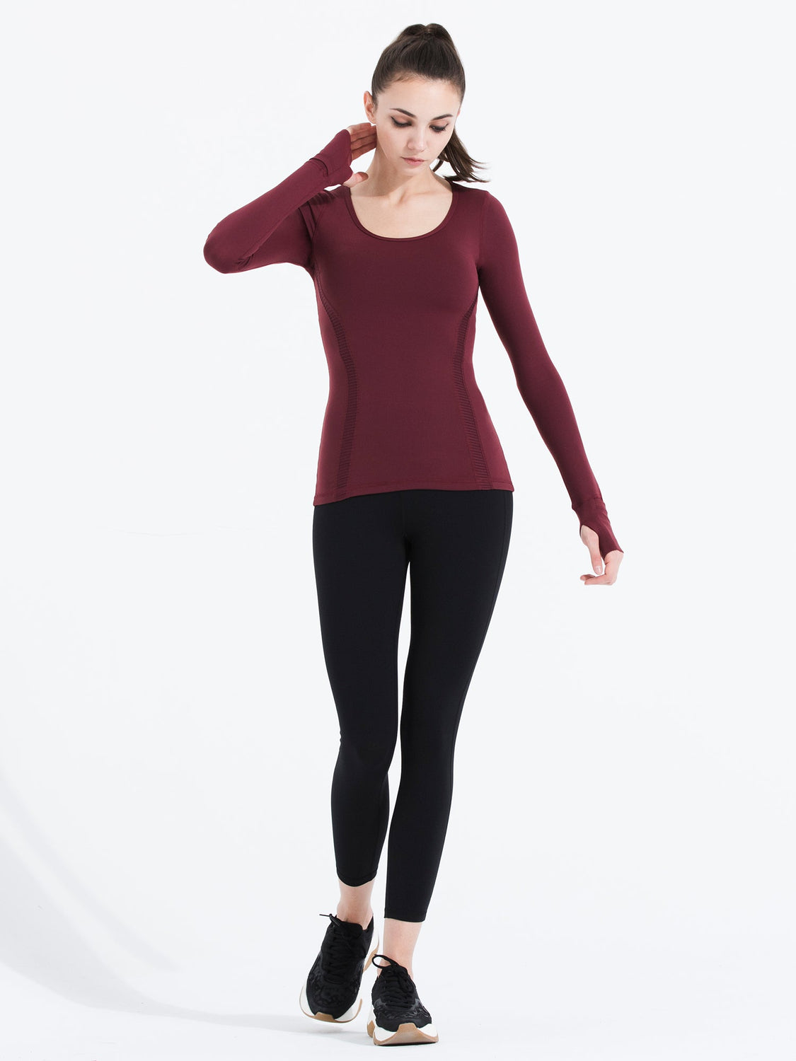 VORTEX LONG SLEEVE TEE, BORDEAUX
