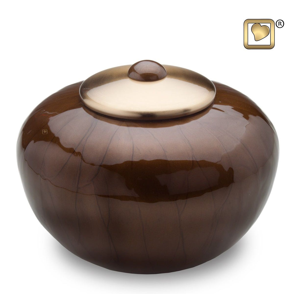 Simplicity Bronze Round Adult Funeral Cremation Urn, 110 Cubic Inches