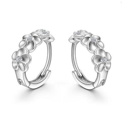 Crystal Rhinestone Silver Flower Plated Stud Earrings