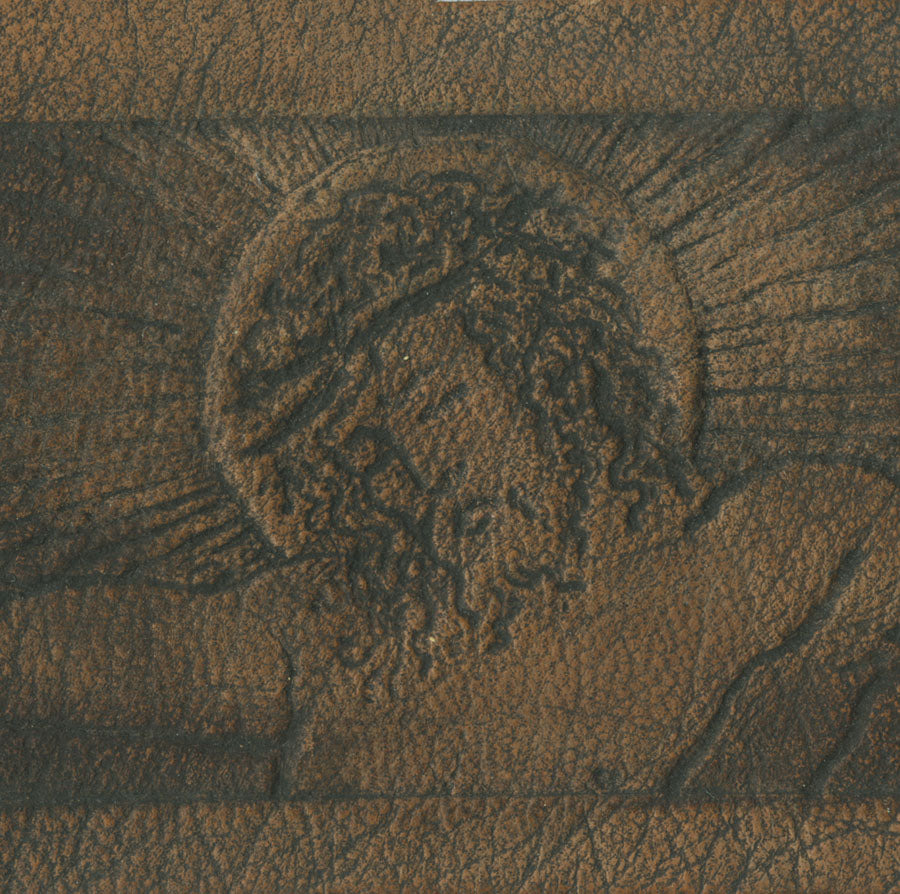 Arthur Henri Lefort des Ylouses - Christ en Croix - Belt Motif of Christ on the Cross - Crucifiction - embossed leather - gypsograph - detail