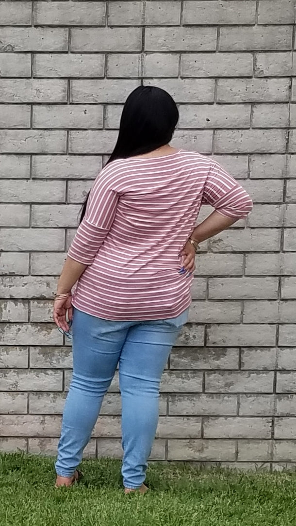 SS Mauve Striped Top