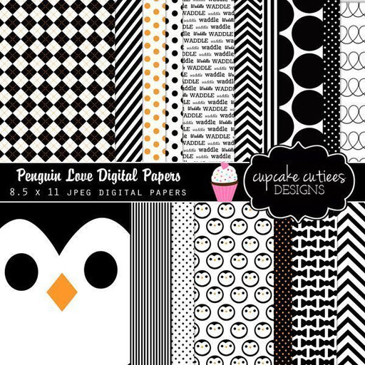 Penguin Love Digital Papers Cupcake Cutiees Mygrafico