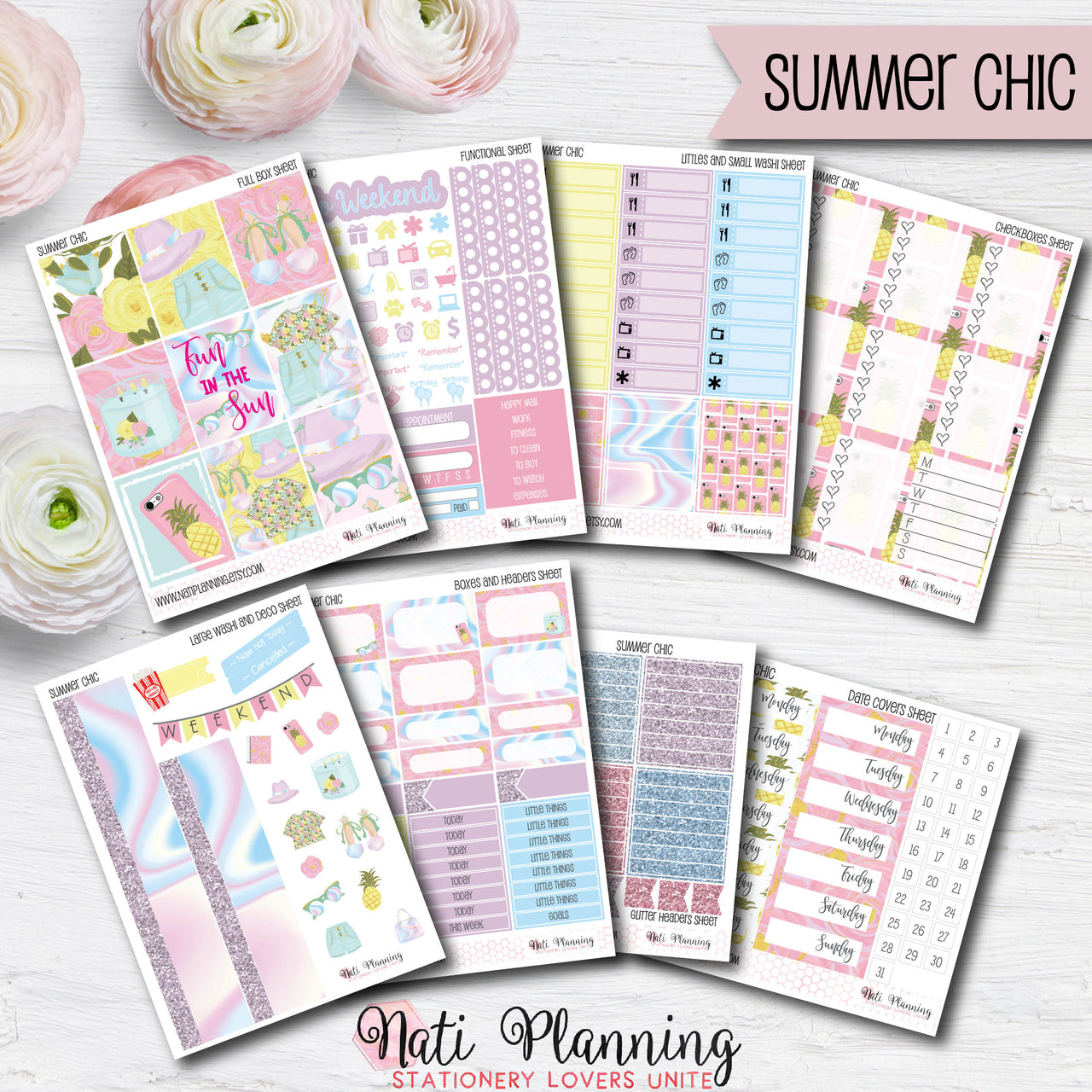 Summer Chic - Weekly VERTICAL Sticker Kit