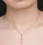 Image Title CNS Deals Women Necklace Natural Gemstone Rose Quartz Silver Chain Pendant Necklace