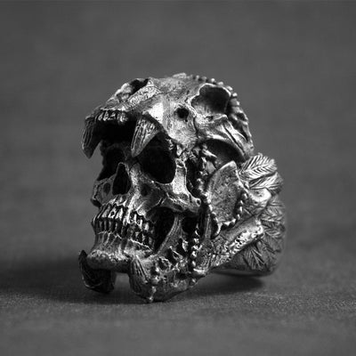 Jaguar Warrior Skull Ring For Men